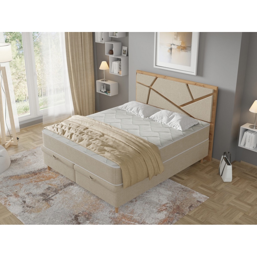 Polsterbett mit Matratzen und Stauraum NAOMI 140x200 cm beige
