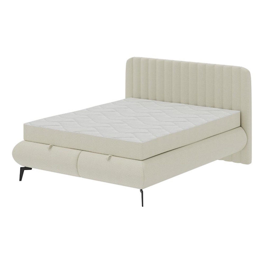 Polsterbett mit Matratzen und Topper mit Stauraum ALEXA 160x200 cm beige