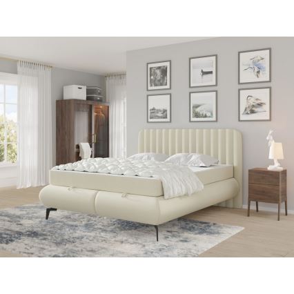 Polsterbett mit Matratzen und Topper mit Stauraum ALEXA 160x200 cm beige