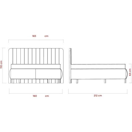 Polsterbett mit Matratzen und Topper mit Stauraum ALEXA 160x200 cm beige