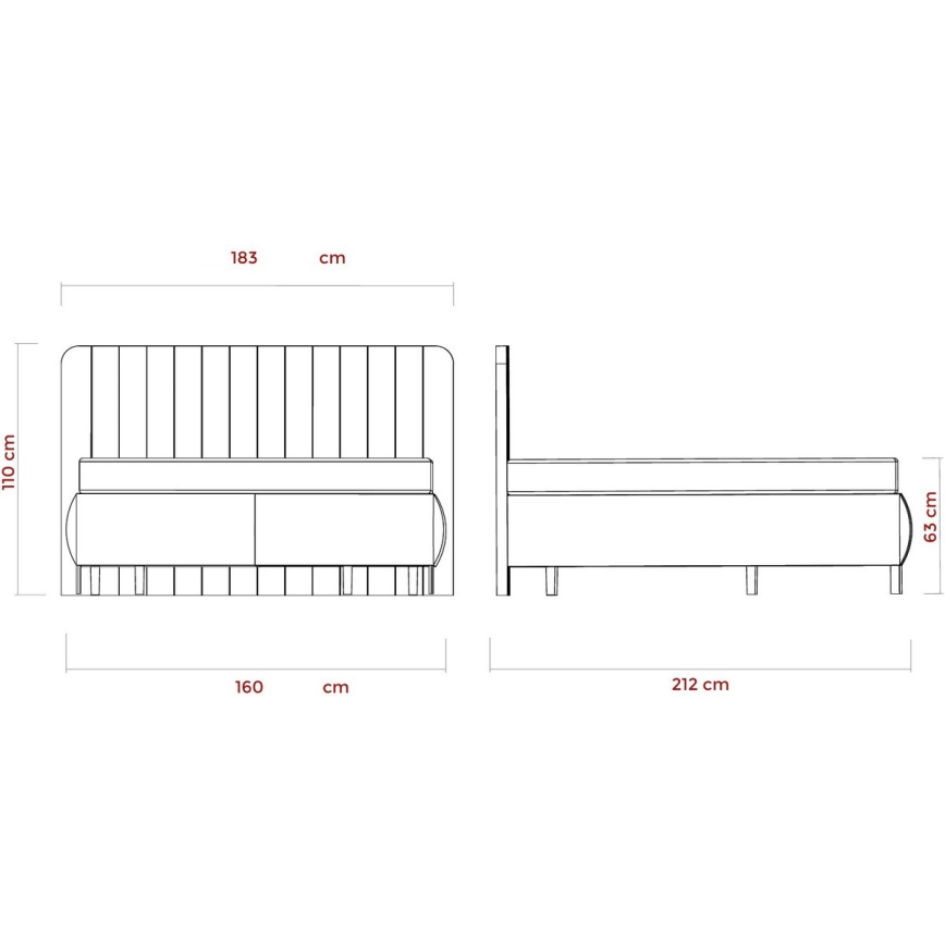 Polsterbett mit Matratzen und Topper mit Stauraum ALEXA 160x200 cm beige
