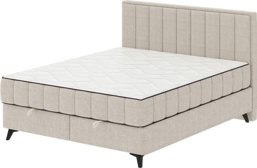 Polsterbett mit Matratzen und Topper, mit Stauraum ALICIA 140x200 cm beige