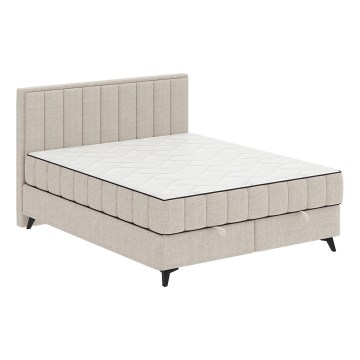 Polsterbett mit Matratzen und Topper sowie Stauraum ALICIA 180x200 cm Beige