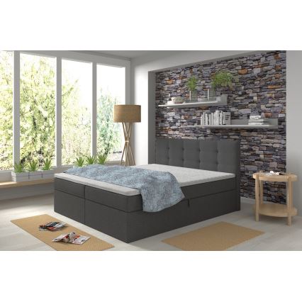 Polsterbett mit Matratzen und Topper sowie Stauraum EMBER 160x200 cm anthrazit
