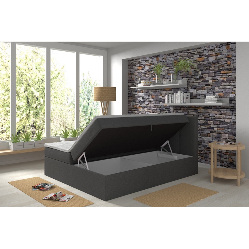 Polsterbett mit Matratzen und Topper sowie Stauraum EMBER 160x200 cm anthrazit