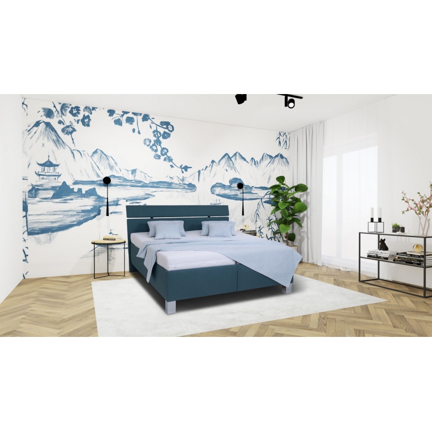 Polsterbett mit Stauraum ohne Matratze ALIS 180x200 cm petrol