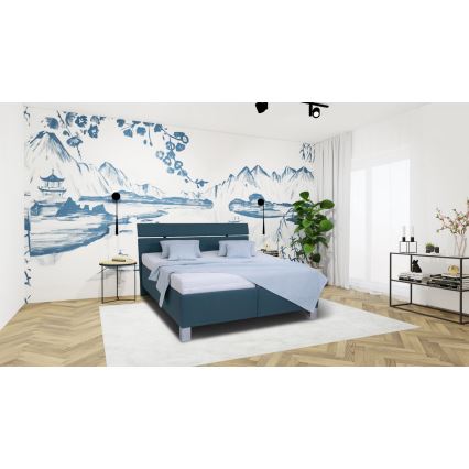 Polsterbett mit Stauraum ohne Matratze ALIS 180x200 cm petrolblau