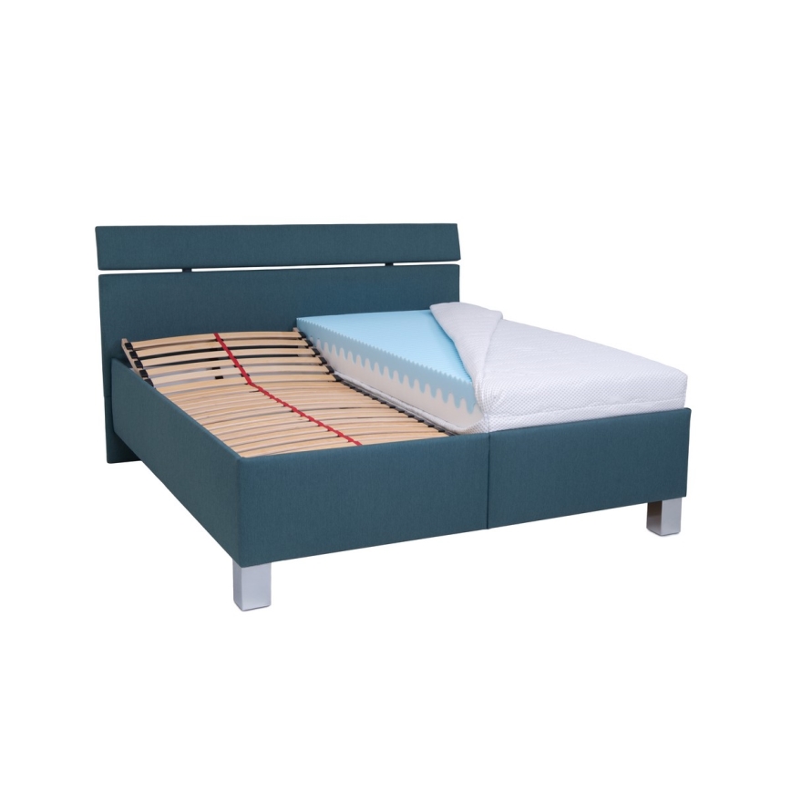 Polsterbett mit Stauraum ohne Matratze ALIS 180x200 cm petrolblau