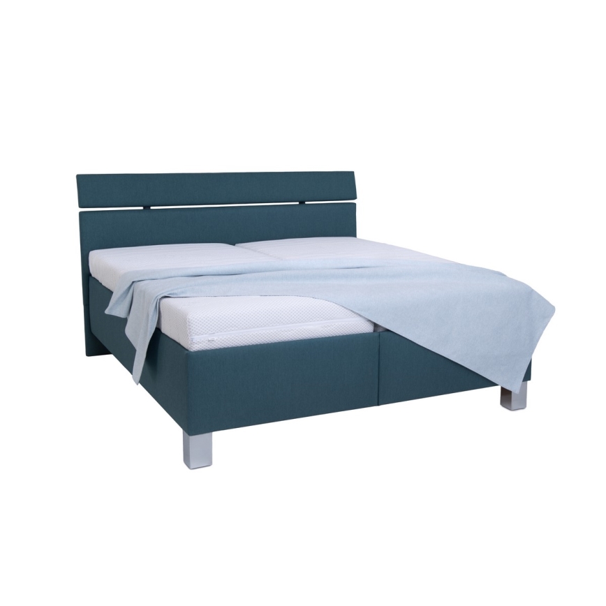 Polsterbett mit Stauraum ohne Matratze ALIS 180x200 cm petrolblau