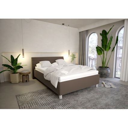 Polsterbett mit Stauraum und Matratze DALMA 140x200 cm grau/braun