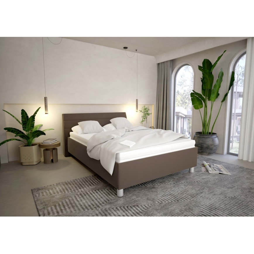 Polsterbett mit Stauraum und Matratze DALMA 140x200 cm grau/braun