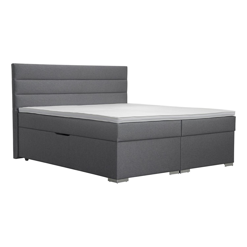 Polsterbett mit Stauraum und Matratzen mit Topper NEW BOLERO 160x200 cm grau