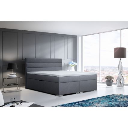 Polsterbett mit Stauraum und Matratzen mit Topper NEW BOLERO 160x200 cm grau