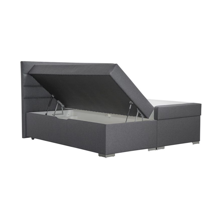 Polsterbett mit Stauraum und Matratzen mit Topper NEW BOLERO 160x200 cm grau