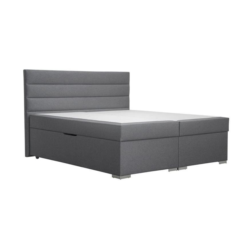 Polsterbett mit Stauraum und Matratzen mit Topper NEW BOLERO 160x200 cm grau