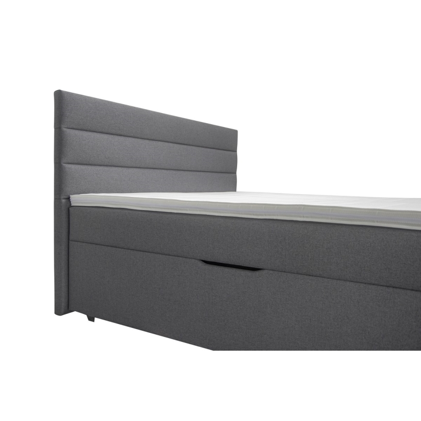 Polsterbett mit Stauraum und Matratzen mit Topper NEW BOLERO 160x200 cm grau
