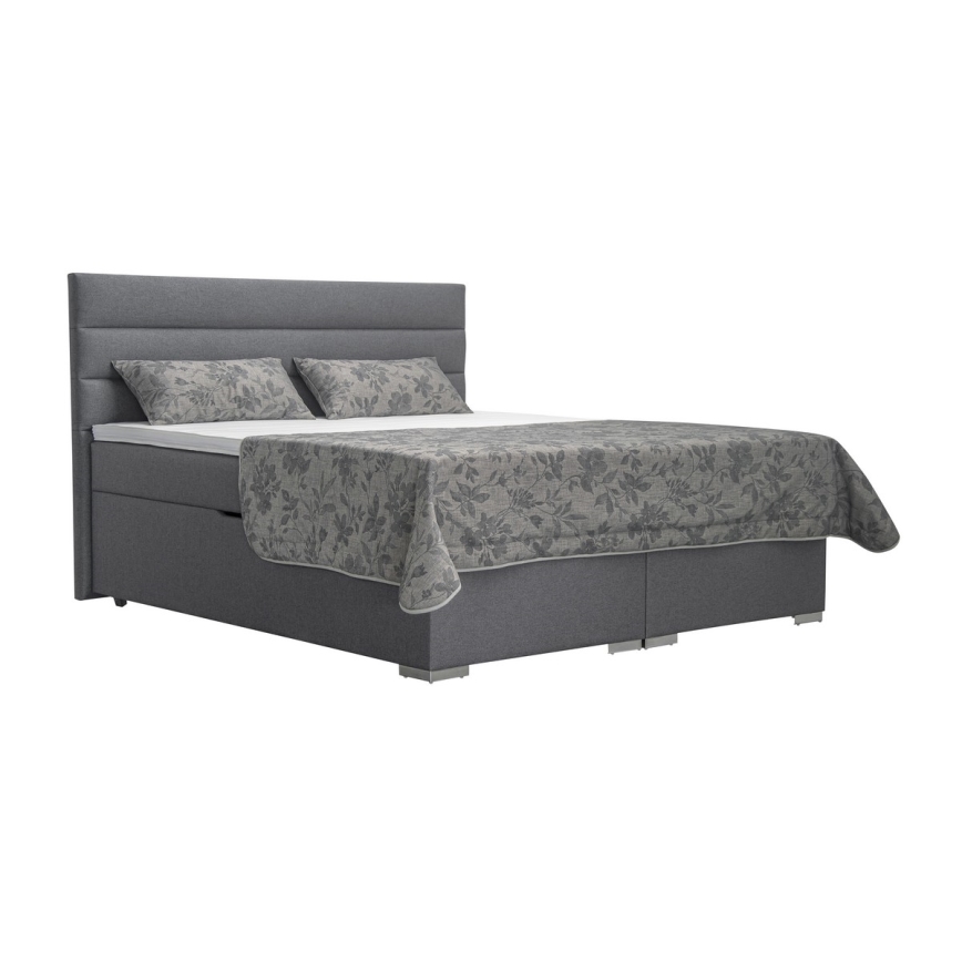 Polsterbett mit Stauraum und Matratzen mit Topper NEW BOLERO 160x200 cm grau
