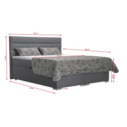 Polsterbett mit Stauraum und Matratzen mit Topper NEW BOLERO 160x200 cm grau