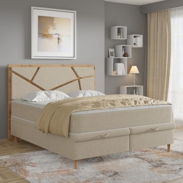 Polsterbett NAOMI 140x200 cm mit Matratzen und Stauraum, beige