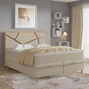 Polsterbett NAOMI 160x200 cm mit Matratzen und Stauraum, beige