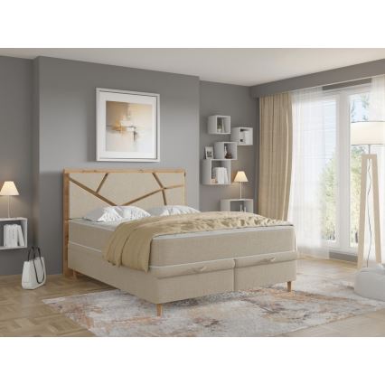 Polsterbett mit Matratzen und Stauraum NAOMI 180x200 cm Beige