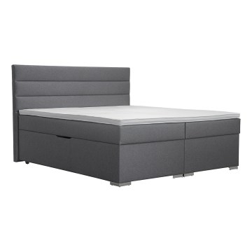 Polsterbett NEW BOLERO 160x200 cm, grau, mit Bettkasten und Matratzen inklusive Topper