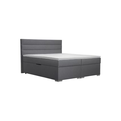 Gepolstertes Bett mit Stauraum und Matratzen mit Topper NEW BOLERO 180x200 cm grau