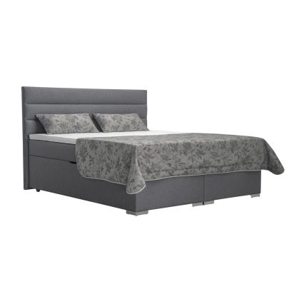 Gepolstertes Bett mit Stauraum und Matratzen mit Topper NEW BOLERO 180x200 cm grau