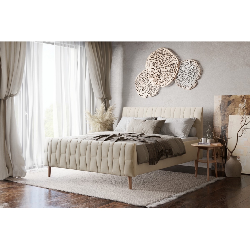 Polsterbett ohne Matratze FLORA 160x200 cm beige