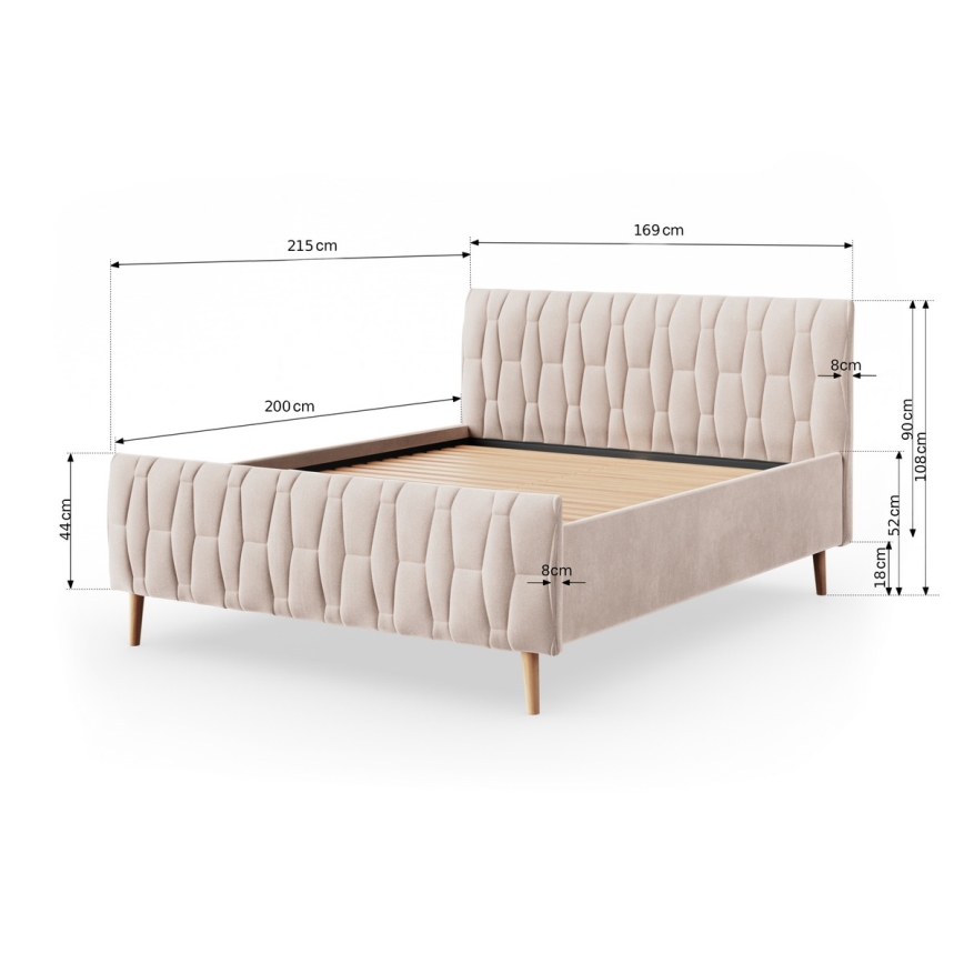 Polsterbett ohne Matratze FLORA 160x200 cm beige