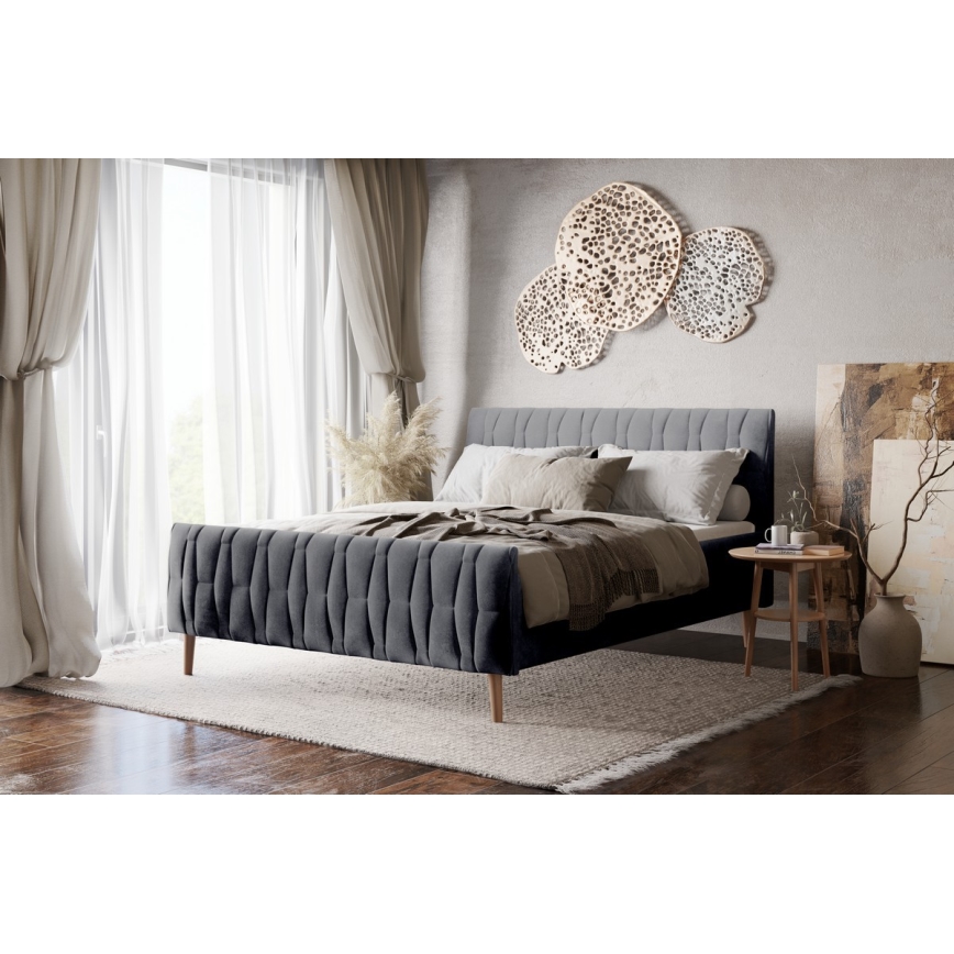 Polsterbett ohne Matratze FLORA 180x200 cm grau
