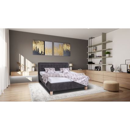 Polsterbett VIOLET 160x200 cm mit Bettkasten, dunkelgrau, ohne Matratze