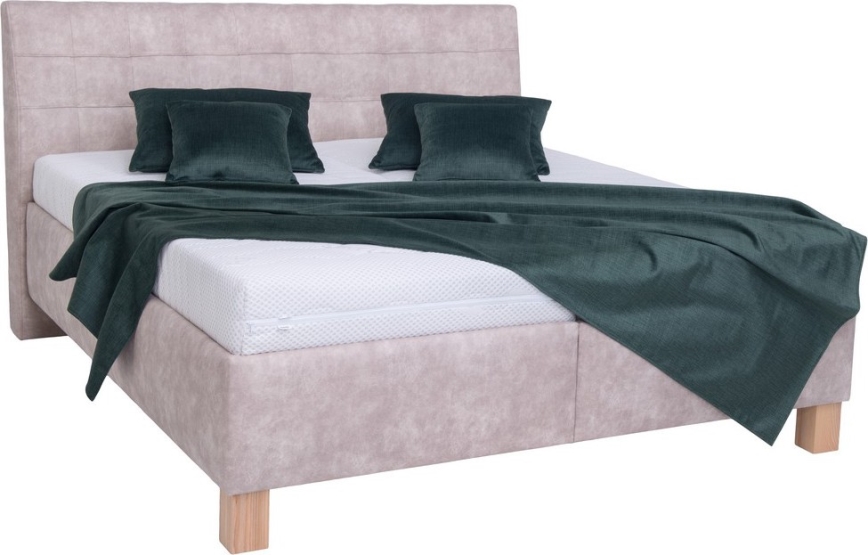 Polsterbett VIOLET 160x200 cm mit Matratze und Stauraum, beige