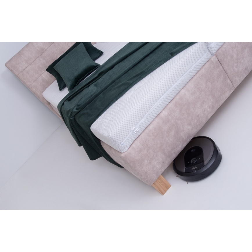 Polsterbett VIOLET 180x200 cm mit Matratze und praktischem Stauraum, beige
