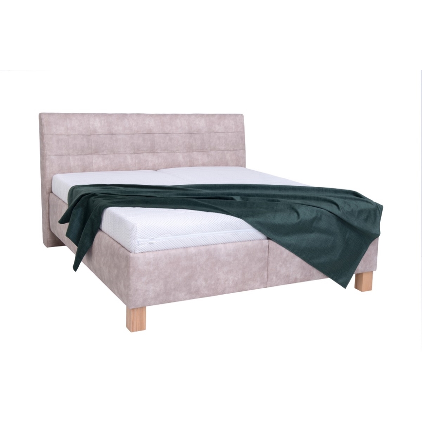 Polsterbett VIOLET 180x200 cm mit Matratze und praktischem Stauraum, beige