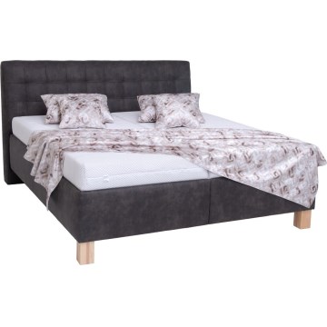 Polsterbett VIOLET 180x200 cm mit Matratze und Stauraum, dunkelgrau