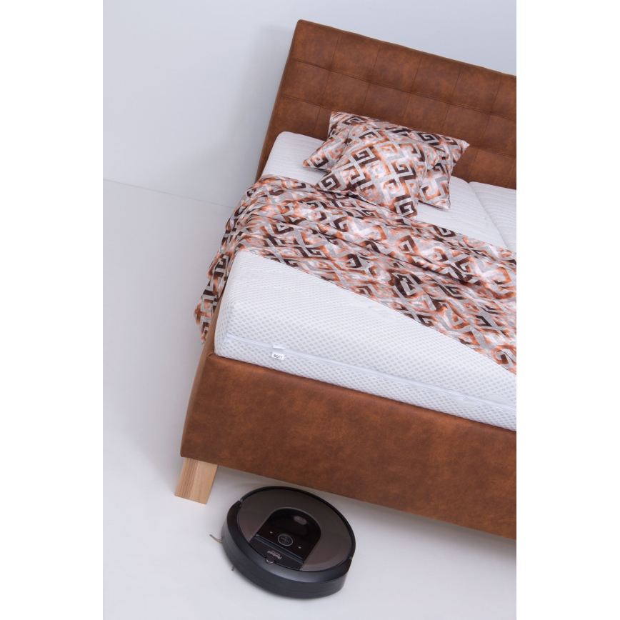 Polsterbett VIOLET mit Matratze und Stauraum, 180 x 200 cm, cognacbraun