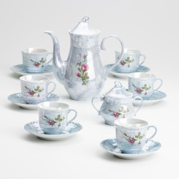 Porzellan-Teeservice Marmor blau rosa