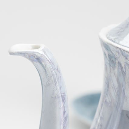 Porzellan-Teeservice Marmor blau rosa
