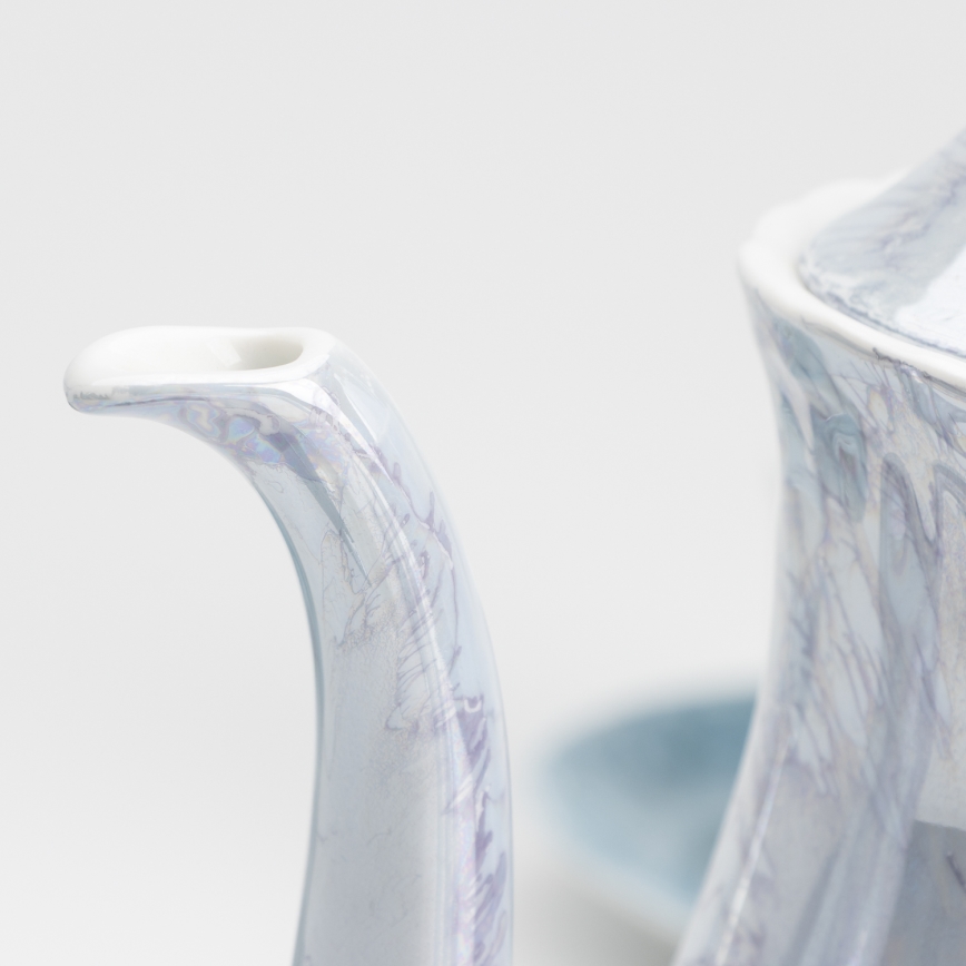 Porzellan-Teeservice Marmor blau rosa
