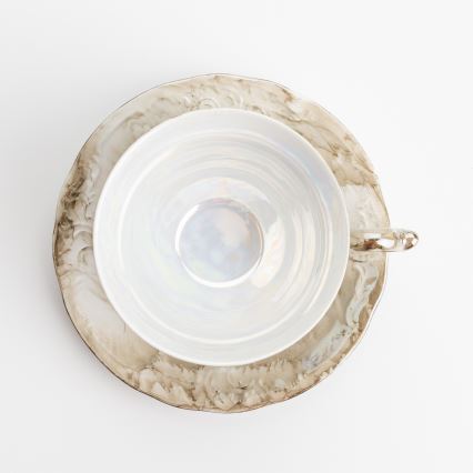 Porzellan-Teeservice Marmor braun rosa