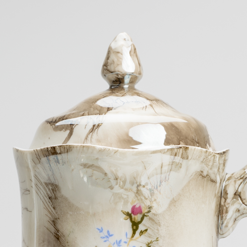 Porzellan-Teeservice Marmor braun rosa