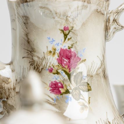 Porzellan-Teeservice Marmor braun rosa