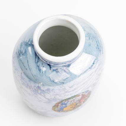 Porzellanvase 12,5x9 cm perlmuttfarben blau Grazien