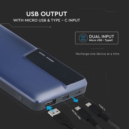 Power Bank mit Display 10000mAh/3,7V blau