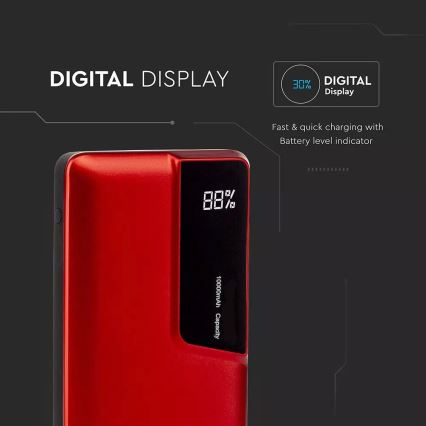 Power Bank mit Display 10000mAh/3,7V rot