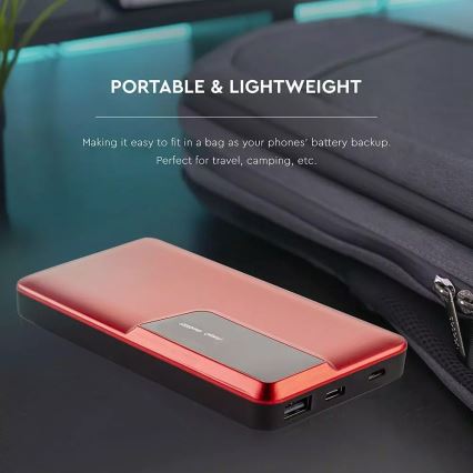 Power Bank mit Display 10000mAh/3,7V rot