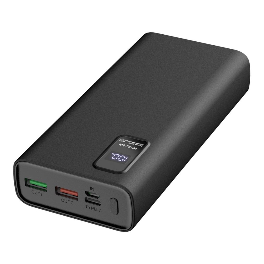 Power Bank mit LED-Anzeige Power Delivery 20000 mAh 3,7V schwarz