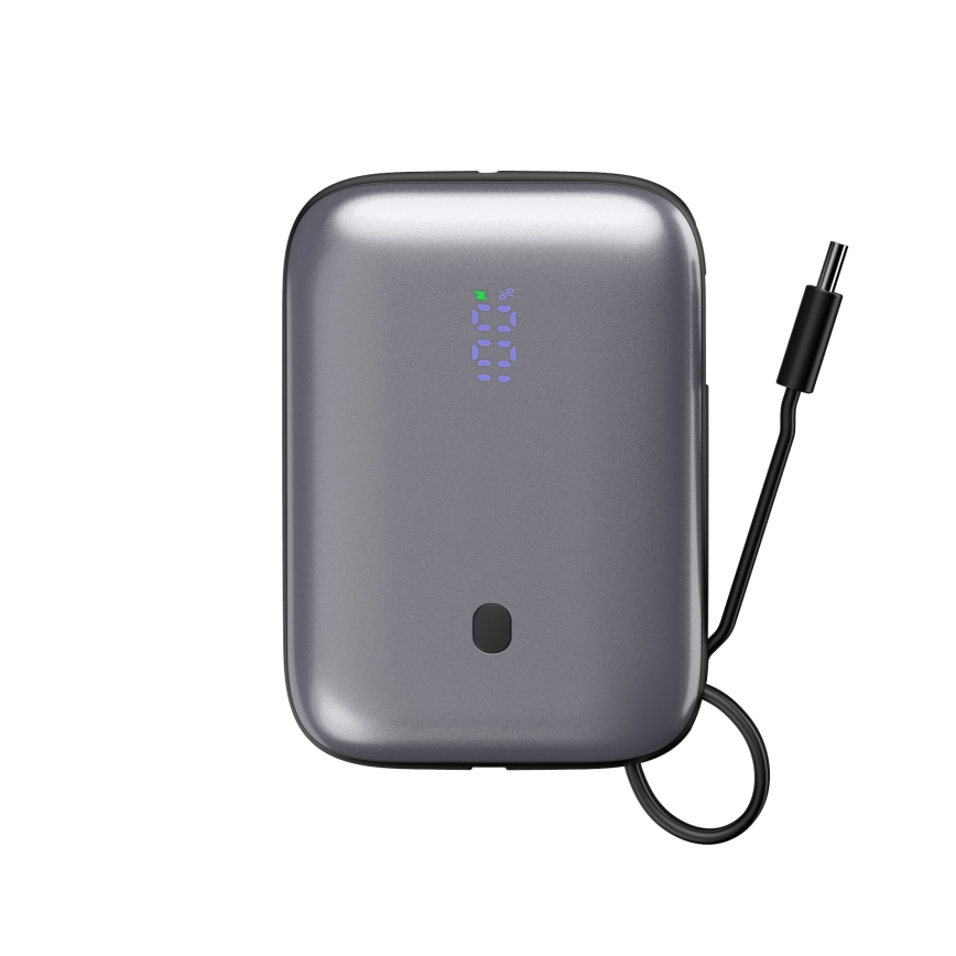 Powerbank 10000 mAh 20W Power Delivery kompakt mit integriertem 1m USB-C Aufrollkabel schwarz