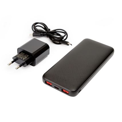 Powerbank 10000 mAh + Adapter 20W Power Delivery + USB-C/USB-C Kabel 1m schwarz